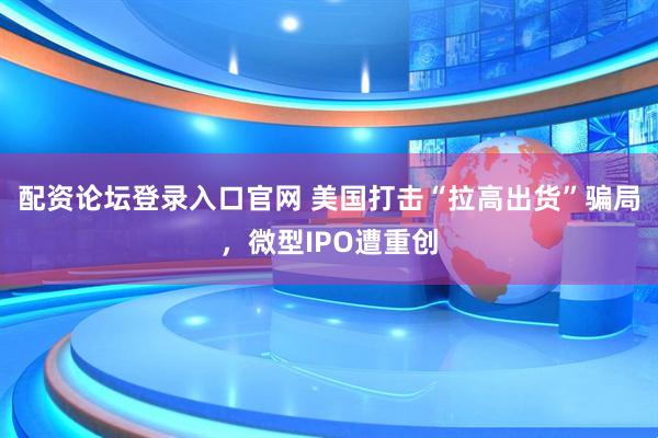 配资论坛登录入口官网 美国打击“拉高出货”骗局，微型IPO遭重创
